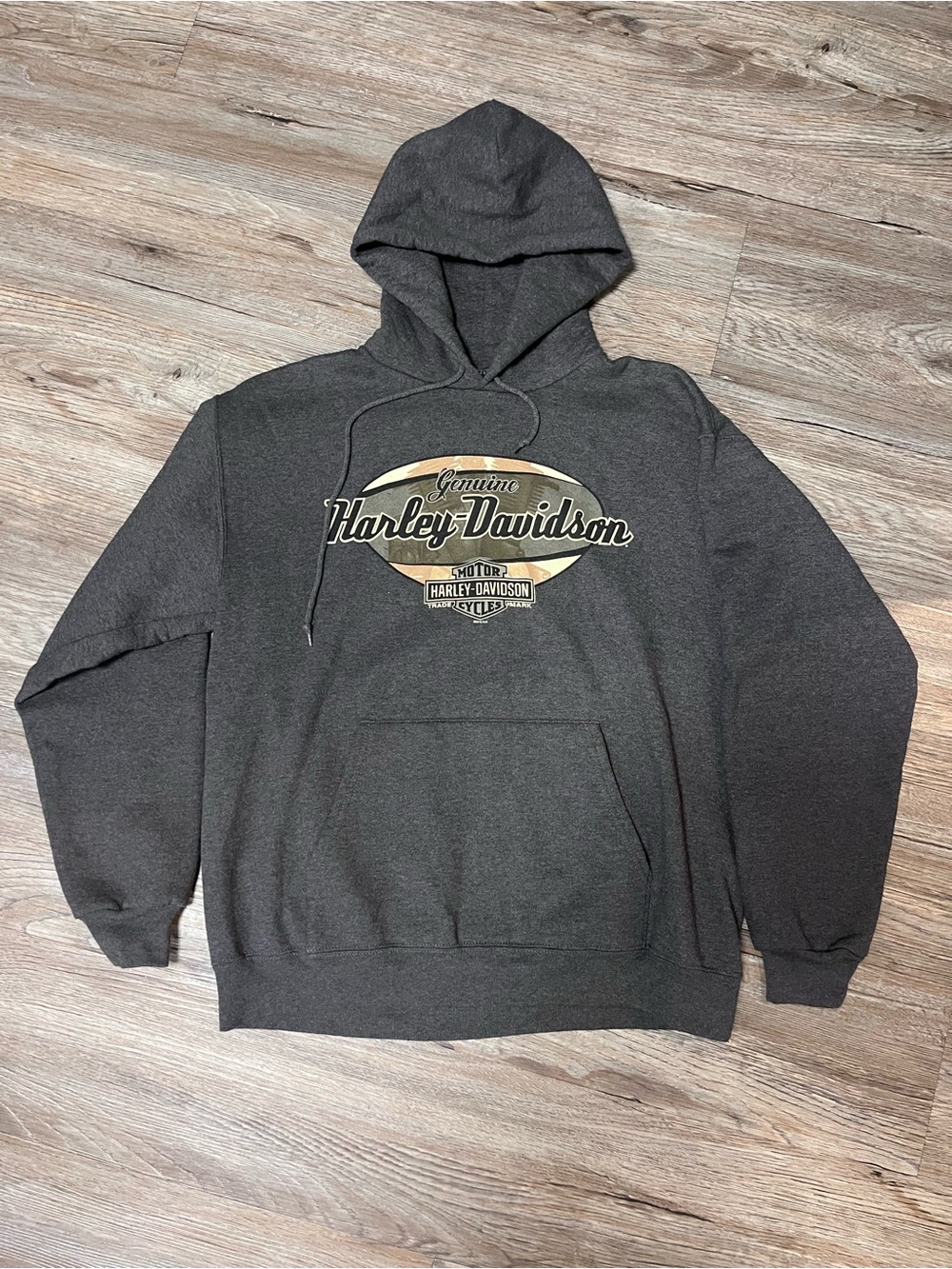 Harley-Davidson Dark Gray Hoodie with Vintage Logo Gasoline Alley Red Deer AB